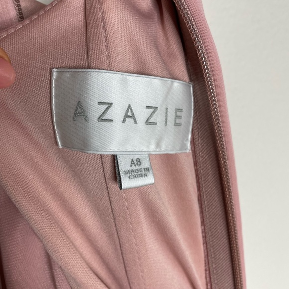 Azazie Dusty Rose One Shoulder Mesh Mermaid Maxi Gown Dress 8 - Picture 8 of 10